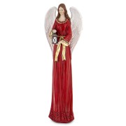 Figurka Anioł z Lampionem Czerwona Suknia Boże Narodzenie 38cm