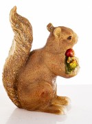 Figurka Wiewiórka z Owocami Dekoracja Jesienna Brokatowa 14cm