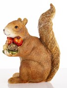 Figurka Wiewiórka z Owocami Dekoracja Jesienna Brokatowa 14cm