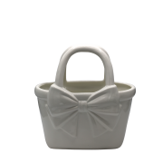 Wazon Ceramiczny Torebka z Kokardą Biały 27x12,9x28 cm.png