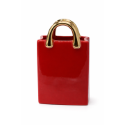 Wazon Ceramiczny Torebka Czerwono-Złota 15,7x10,4x26,5 cm