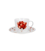 Filiżanka ze Spodkiem Porcelanowa Balony Serca 240 ml Walentynki Prezent