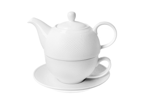 Zestaw do Herbaty Filiżanka z Dzbankiem Porcelanowa Diamond 300/550 ml