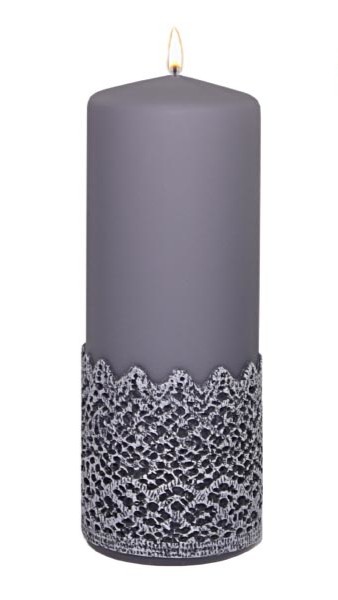 Świeca Pieńkowa Koronka III Stalowe Magnolie Matowa 200x70 mm