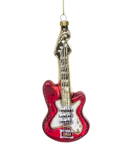 Bombka Szklana Gitara Elektryczna Czerwona 15,5 cm