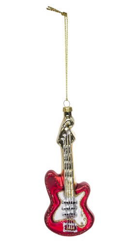Bombka Szklana Gitara Elektryczna Czerwona 15,5 cm
