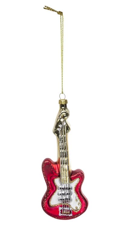 Bombka Szklana Gitara Elektryczna Czerwona 15,5 cm