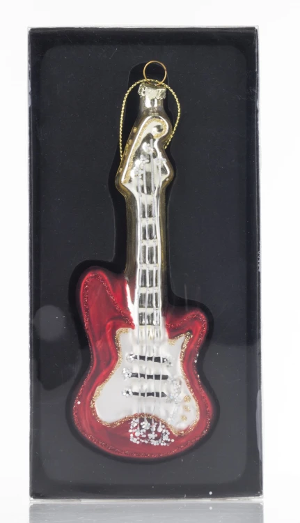 Bombka Szklana Gitara Elektryczna Czerwona 15,5 cm