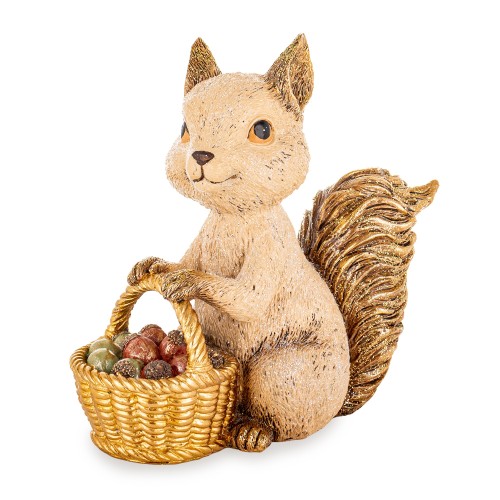 Figurka Dekoracyjna Wiewiórka z Koszykiem 19,5 cm