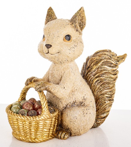 Figurka Dekoracyjna Wiewiórka z Koszykiem 19,5 cm