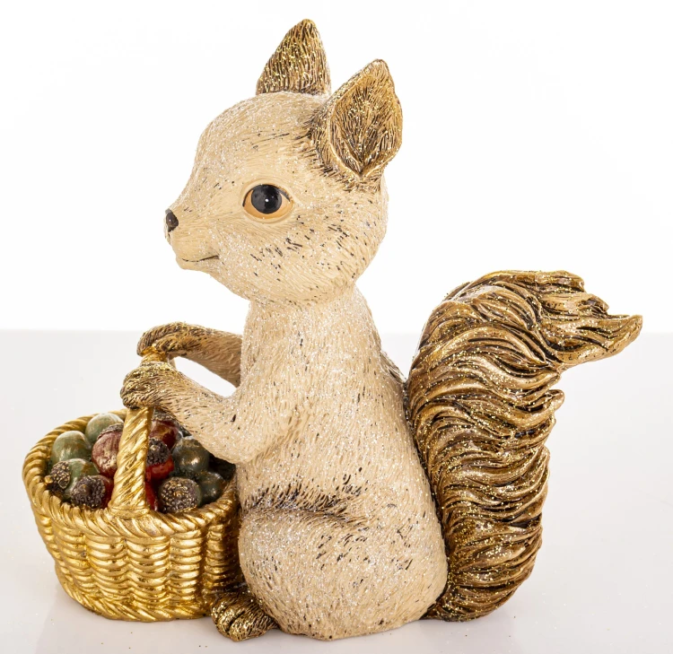 Figurka Dekoracyjna Wiewiórka z Koszykiem 19,5 cm