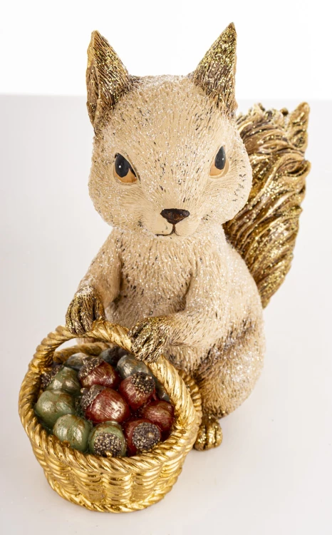 Figurka Dekoracyjna Wiewiórka z Koszykiem 19,5 cm