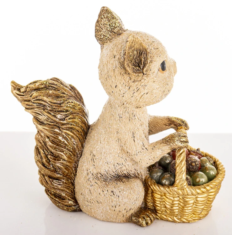 Figurka Dekoracyjna Wiewiórka z Koszykiem 19,5 cm