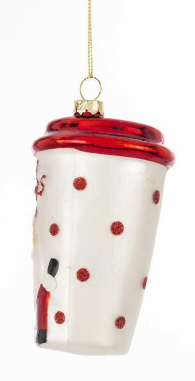 Bombka Szklana Kubek Kawy Mikołaj 12 cm