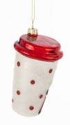 Bombka Szklana Kubek Kawy Mikołaj 12 cm