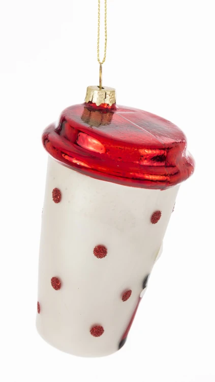 Bombka Szklana Kubek Kawy Mikołaj 12 cm
