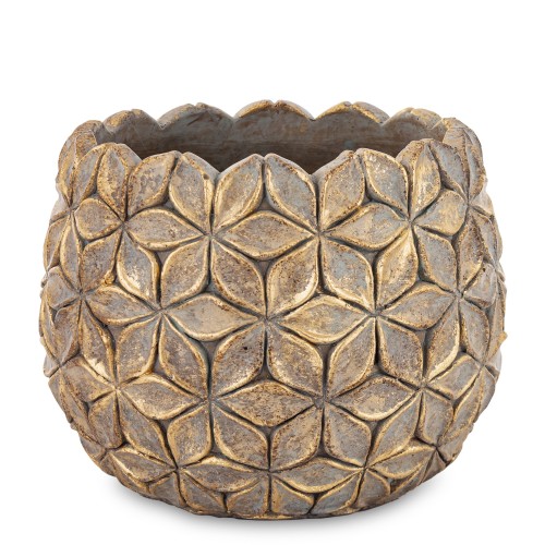 Osłonka Cementowa Złota Kwiatowy Wzór 17,5 cm