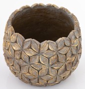 Osłonka Cementowa Złota Kwiatowy Wzór 17,5 cm