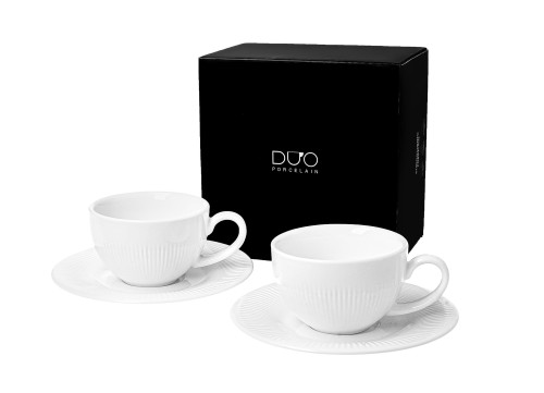 Komplet 2 Filiżanek Espresso ze Spodkami RAPHAEL 110 ml Porcelana Durable Biała