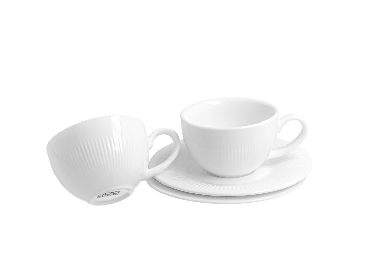 Komplet 2 Filiżanek Espresso ze Spodkami RAPHAEL 110 ml Porcelana Durable Biała