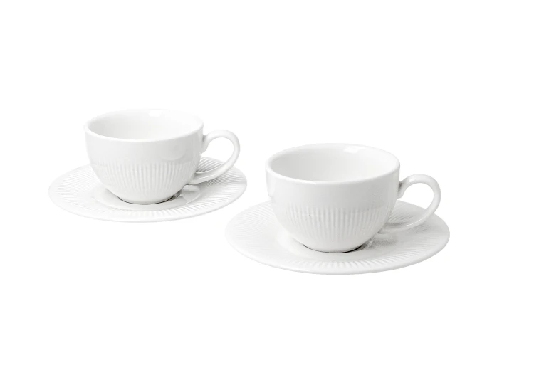 Komplet 2 Filiżanek Espresso ze Spodkami RAPHAEL 110 ml Porcelana Durable Biała