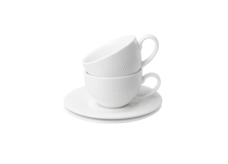 Komplet 2 Filiżanek Espresso ze Spodkami RAPHAEL 110 ml Porcelana Durable Biała