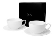 Komplet 2 Filiżanek ze Spodkami Filiżanki DIAMOND 250 ml Porcelana Durable