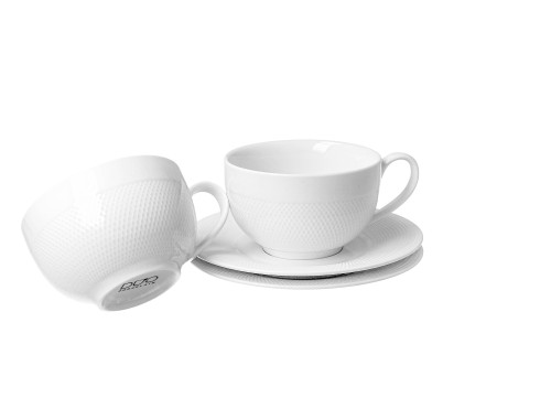 Komplet 2 Filiżanek ze Spodkami Filiżanki DIAMOND 250 ml Porcelana Durable