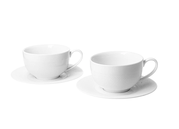 Komplet 2 Filiżanek ze Spodkami Filiżanki DIAMOND 250 ml Porcelana Durable