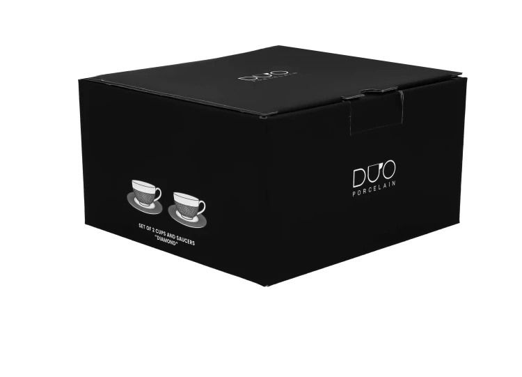 Komplet 2 Filiżanek ze Spodkami Filiżanki DIAMOND 250 ml Porcelana Durable