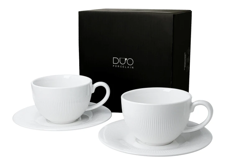Komplet 2 Filiżanek ze Spodkami Filiżanki RAPHAEL 240 ml Porcelana Durable