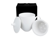 Kubek z Zaparzaczem i Pokrywką RAPHAEL 370 ml Porcelana Durable Biała