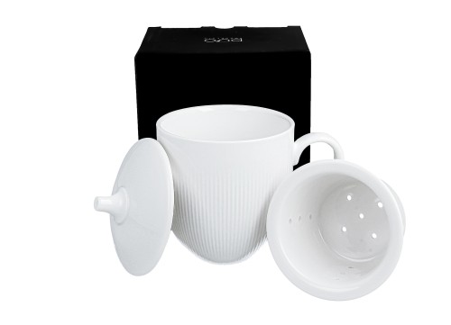 Kubek z Zaparzaczem i Pokrywką RAPHAEL 370 ml Porcelana Durable Biała