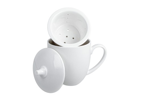 Kubek z Zaparzaczem i Pokrywką RAPHAEL 370 ml Porcelana Durable Biała
