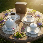 Kubek z Zaparzaczem i Pokrywką RAPHAEL 370 ml Porcelana Durable Biała