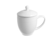 Kubek z Zaparzaczem i Pokrywką DIAMOND 350 ml Porcelana Durable Biała