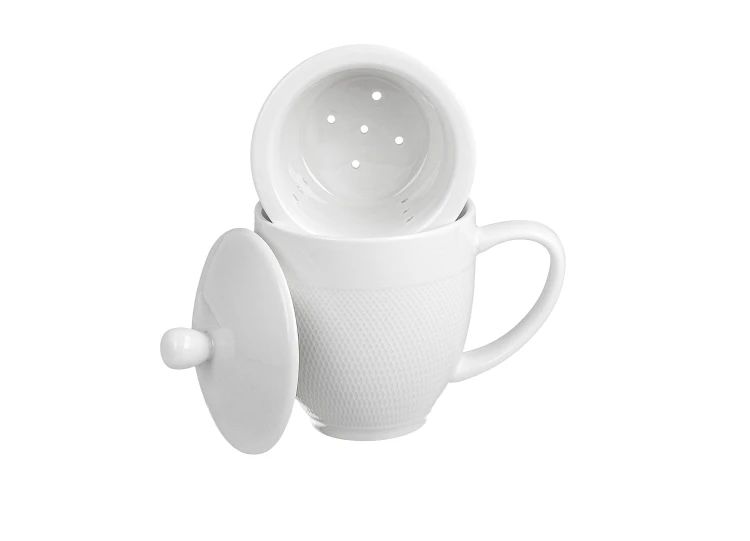 Kubek z Zaparzaczem i Pokrywką DIAMOND 350 ml Porcelana Durable Biała
