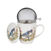 Kubek z Zaparzaczem i Pokrywką Porcelana JASKÓŁKI Jaskółka 400 ml