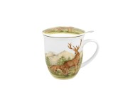 Kubek z Zaparzaczem i Pokrywką Porcelana JELENIE Jeleń 400 ml