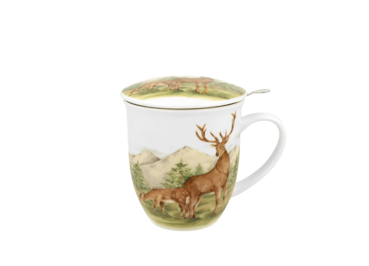 Kubek z Zaparzaczem i Pokrywką Porcelana JELENIE Jeleń 400 ml