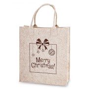 Torba Filcowa Na Prezent Świąteczna Merry Christmas Beżowa Duża 57x34 cm