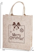 Torba Filcowa Na Prezent Świąteczna Merry Christmas Beżowa Duża 57x34 cm
