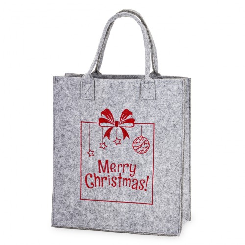 Torba Filcowa Na Prezent Świąteczna Merry Christmas Szara Duża 57x34 cm