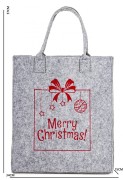 Torba Filcowa Na Prezent Świąteczna Merry Christmas Szara Duża 57x34 cm