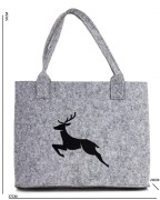 Torba Filcowa Na Prezent Świąteczna z Reniferem Szara Duża 51x37x20