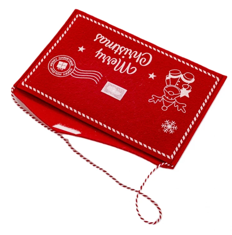 Koperta Filcowa na List do Mikołaja Świąteczna Czerwona Zawieszka 15x23 cm