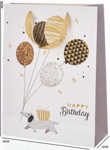 Torba Prezentowa Urodzinowa Happy Birthday Piesek Balony 40x30x12 cm