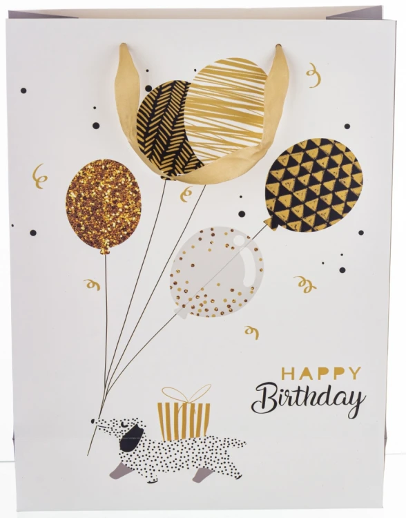 Torba Prezentowa Urodzinowa Happy Birthday Piesek Balony 40x30x12 cm