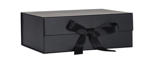 Pudełko Prezentowe Czarne Składane z Kokardą Duże 33×25×12cm