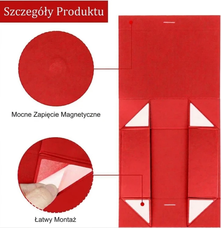Pudełko Prezentowe Czerwone Składane z Kokardą Duże 33×25×12cm